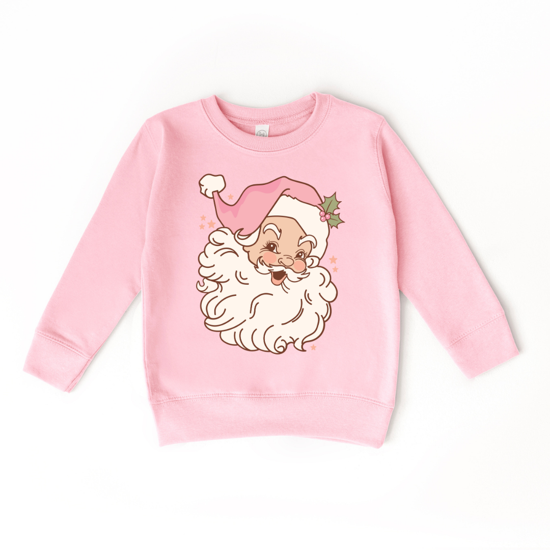 Pink Vintage Santa Toddler Christmas Sweatshirt