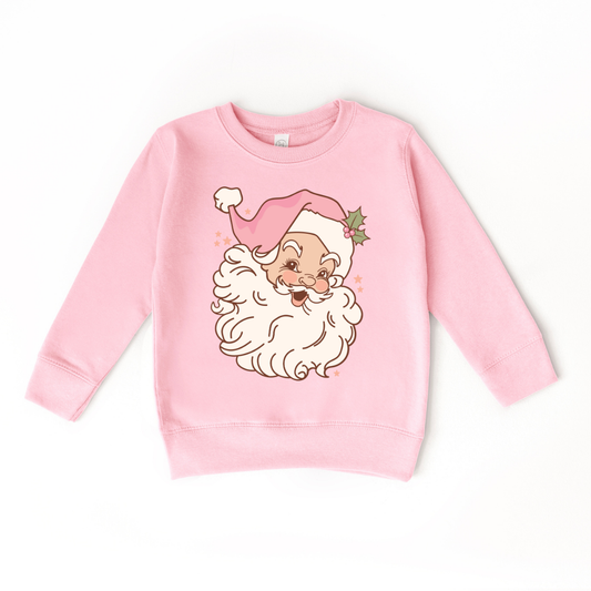 Pink Vintage Santa Toddler Christmas Sweatshirt